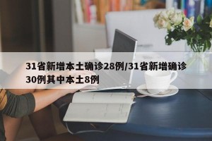 31省新增本土确诊28例/31省新增确诊30例其中本土8例